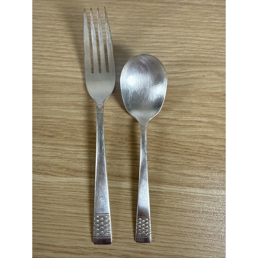National Silver Co Cavalcade Flatware 2 Piece Pair 1946 Silverplate Fork Spoon
